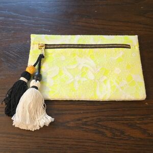 Shiraleah Vibrant Yellow Patterned Clutch